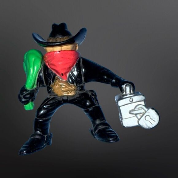 1996 Fisher-Price Great Adventures Outlaw Cowboy Figure Green Bag Locked Box A20 - Picture 2 of 5